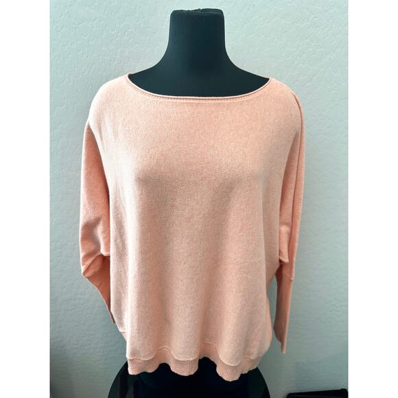 EILEEN FISHER | Organic Cotton Cashmere Boatneck Sweater Peach | Size XL - Picture 2 of 7